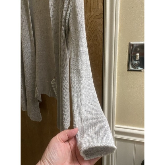 Eileen Fisher Womens Petite PP Linen Knit Open Draped Lightweight Cardigan Gray - Picture 12 of 16